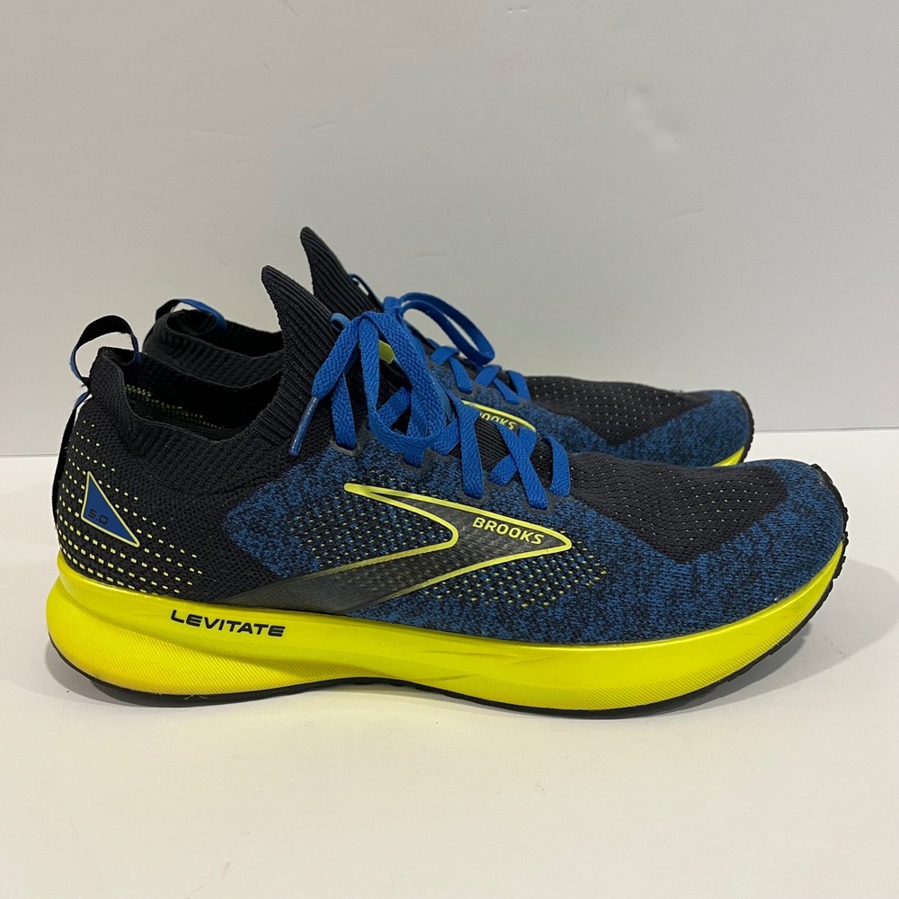 Brooks Levitate StealthFit 5 Mens Running Shoes Blue Yellow Size 8.5